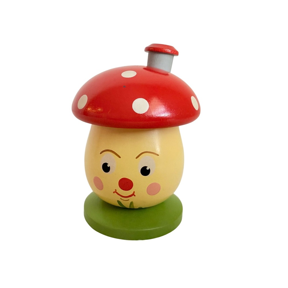 Erzgebirge Mushroom Incense Smoker Red White Polka Dot Wood Folk Art 4in